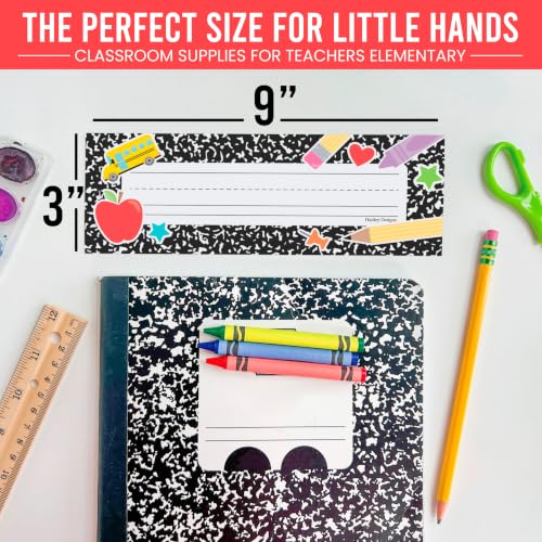 Hadley Designs Composition Notebook Desk Name Tags - 25pcs Classroom Nameplates