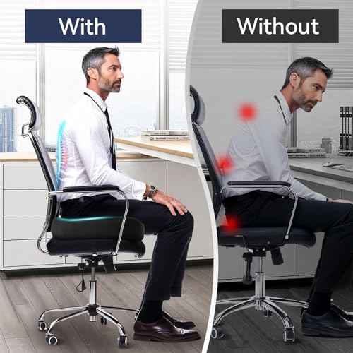 Ergonomic Memory Foam Seat Cushion for Tailbone Pain Relief ?Office Chair Cushion for Coccyx, Sciatica & Pressure Relief ?Large Chair Cushions for Car Seat, Wheelchair ? Washable Non-Slip Cover