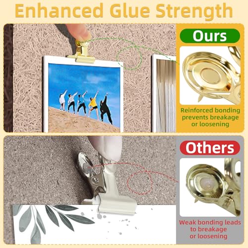 ChicRange Golden Push Pins Clips, 30 Pcs – Upgraded No-Hole Clip Pins for Cork Boards