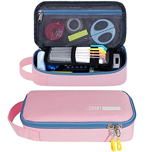 ECHSRT Pink Large Pencil Case with Handle, Aesthetic Stationery Organizer