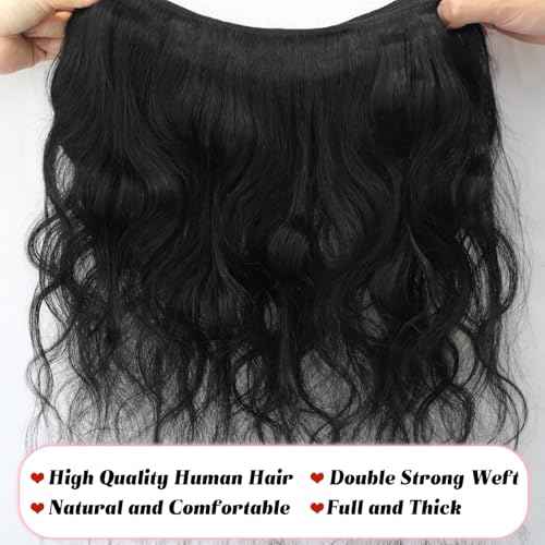 12A Body Wave Bundles Human Hair 16 Inch 100% Unprocessed Brazilian Virgin Quick Weave Human Hair Extensions Real Human Hair for Women