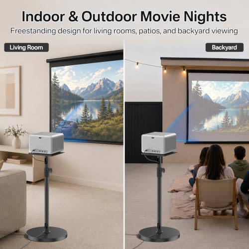 Yibracki Heavy Duty Floor Projector Stand with 8.9 x 9.4 Inch Tray, Height Adjustable 33.5-43.5 Inches, Supports Up to 50Lbs for Home, Office & Outdoor Movies