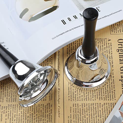 Joyberg 2 Pack Silver Hand Bell Set - Loud Classroom Dinner Alarm & Service Bell