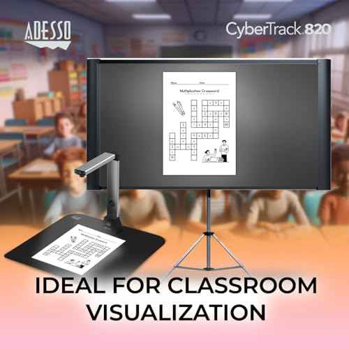 Adesso 4K 8.0 Megapixel Document Camera Classroom Projector for Teachers Video Recording, Photo Capture, OCR Text Recognition, Digital Zoom & Autofocus, Instant Business Scanner Camera Cybertrack 820