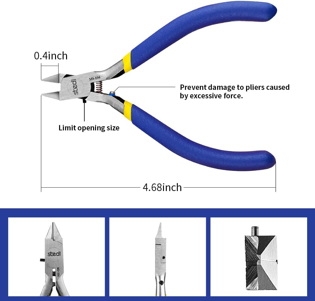 Stedi 4.7-Inch Model Nipper - Ultra-Thin Single-Edge Blade for Gundam Repair | Blue Plastic Tool