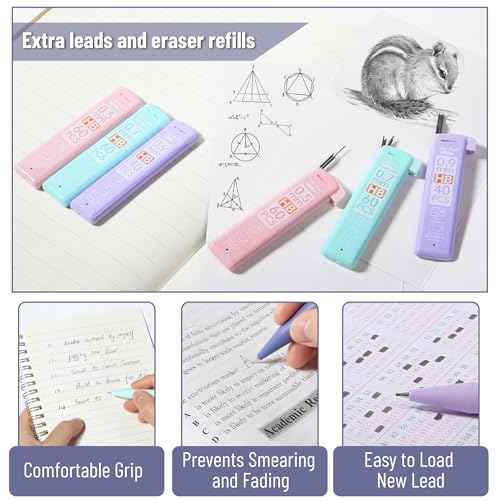 Mr. Pen- Pastel Mechanical Pencil Set with Lead Refills & Erasers, 6 Pack, 3 Sizes, 0.5 0.7 & 0.9mm, Aesthetic Mechanical Pencils Set, Pastel Mechanical Pencils