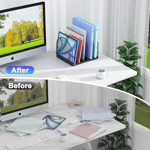 Gianotter Black Desktop File Organizer with 5 Compartments - 9.25"W x 8"D x 7.5"H