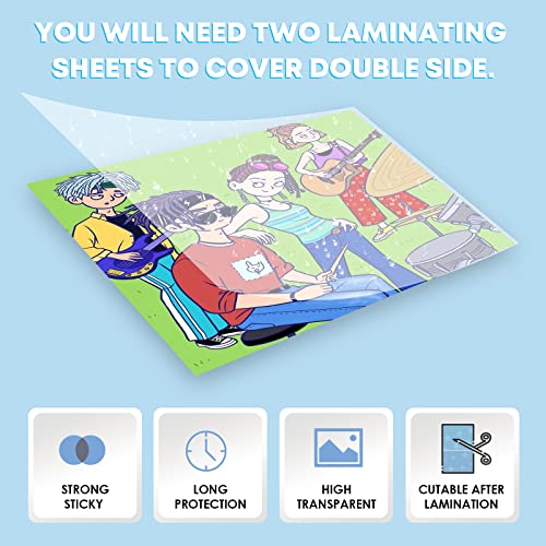 HTVRONT Self-Adhesive Laminating Sheets-9 X 12 Inches Self Laminating Sheets, No Machine Needed Clear Laminating Sheets for Protecting and Preserving Documents, Photos, Menus,Stickers¡¦ (100)