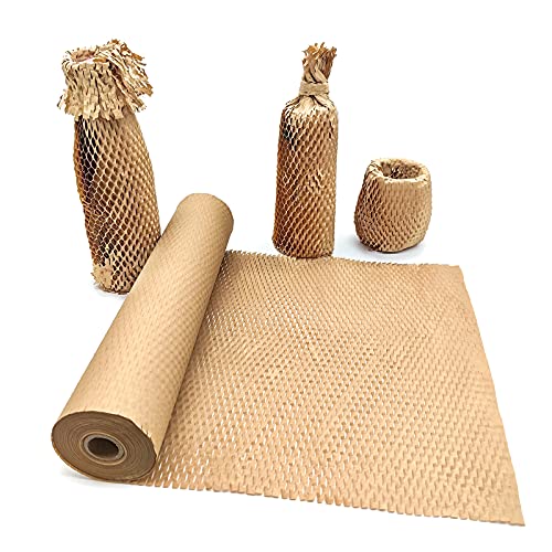 Aspamms Honeycomb Packing Paper 15" x 131' Khaki Recyclable Cushioning Wrap for Moving & Shipping