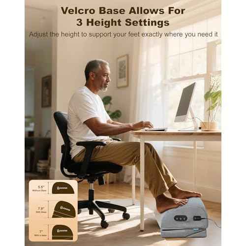 Comfier Foot Rest Under Desk at Work with Heat,Vibration,Foot Heater Foot Warmer,3 Height Under Desk Foot Rest for Office Chair,Gaming Chair Footstool, Ergonomic Heated Footrest,Computer Desk Use