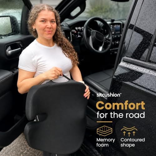 SitCushion Black Car Seat Cushion for Driving – Tailbone & Sciatica Pain Relief, Memory Foam