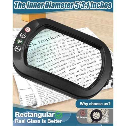 10X Rectangle Magnifying Glass with Light and stand, 2*16 Inch Swivel Arm LED Lighted Clamp Desk Lamp, 5 Color Modes Stepless Dimmable, Large Magnifier with Light for Reading Painting Craft Close Work