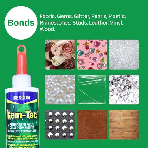 Beacon Gem-Tac 0.17 oz Rhinestone Glue – 3 Pack, Clear Drying, Fine Tip