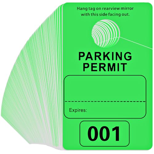 500 Pack Parking Permit Hang Tag Plastic Parking Placards Numbered 001-500 PVC Hang Tag 3 x 5 Inch for Car Rear View Mirror