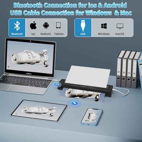 Portable Printers Wireless for Travel,300 DPI Thermal Bluetooth Inkless Mini Printer Compatible with Android,iOS&Laptop,Support 8.5" X 11" US Letter