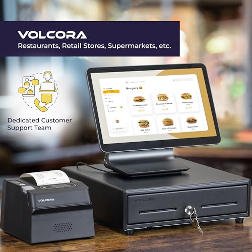 Volcora 13-Inch Electronic Cash Register Drawer Black with 4 Bill & 5 Coin Trays