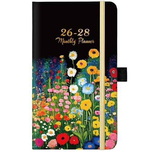 Pocket Calendar 2026-2028 - 3-Year Monthly Pocket Calendar from January 2026-December 2028, 6.4" x 3.8", 2026-2028 Pockets Calendars for Purse, Monthly Planner with Bookmark
