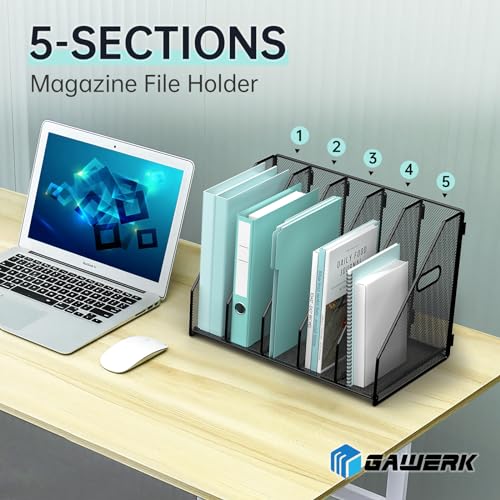 Gawerk 5-Section File Folder Organizer Desk Storage Rack Office Supplies