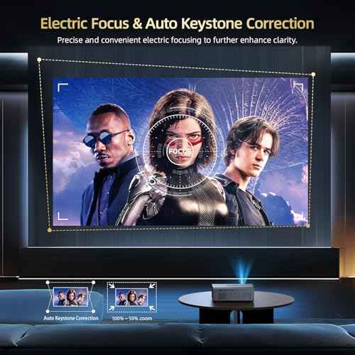[Netflix Officially & Dolby Audio] Smart Projector with WiFi6 and Bluetooth5.3, Electric Focus & Auto Keystone 4K Support, High Brightness Movie Projectors, Native 1080P Proyector Built-in Apps