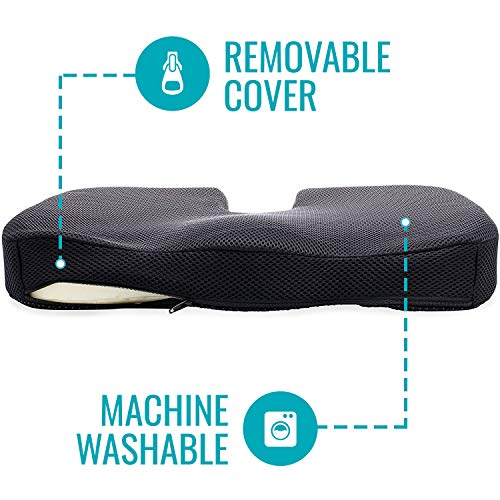 DMI Seat Cushion For Sciatica Pain Relief and Tailbone Pain, Office Desk Chair Cushion For Sitting, Car Seat Cushion, Sitting Pillow, Molded Foam Seat, Black