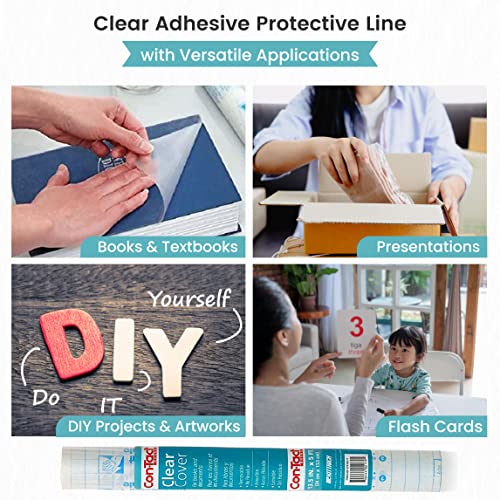 Con-Tact Clear Adhesive Book Cover Liner 13.5" x 5' for Books & Documents