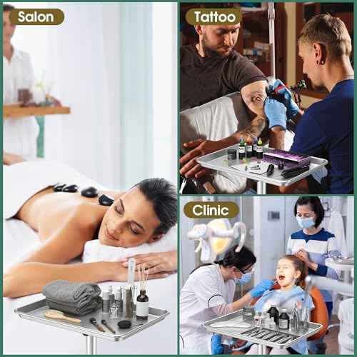 Tattoo Tray Hair Stylist Salon Trolley Cart with Wheels Salon Rolling Tray