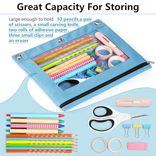Forvencer Classic 6 Pack Pencil Pouches for 3 Ring Binders, Colorful Waterproof Zipper Pen Cases