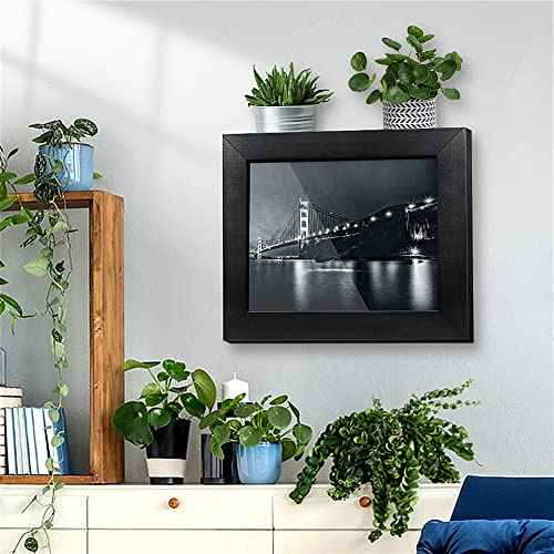Hidden Gun Storage, Concealment Gun Safes for Pistols, Secret Decor Solid Wooden Handgun Picture Frames Box (Black)