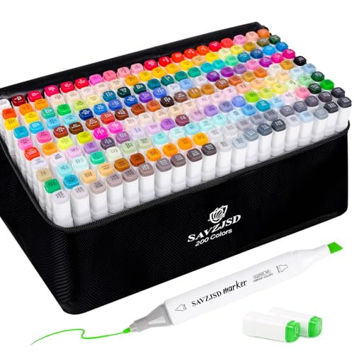 200 Colors Alcohol Markers, Alcohol Markers Set for Kids, Adults, Artists in Coloring£¬Sketching & Drawing (Fine & Broad)