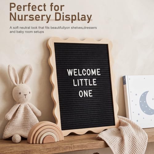 Black Felt Letter Board 10x13 Inch with 300 Letters for Home Classroom Baby Announcement