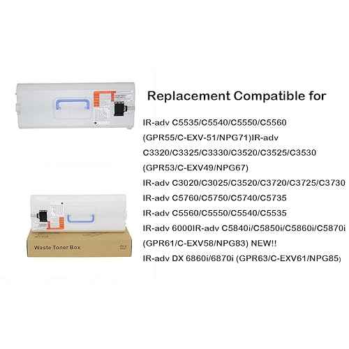 WT202 Waste Toner Cartridge Box Bottle Container for Canon C3320 C3325 C3330 C3520 C3525 C3530 C5535 C5540 C5550 C5560 C5760 C5750 C5735 6000 C5840i C5850i C5860i C5870i 6860i 6870i C3720 C3725