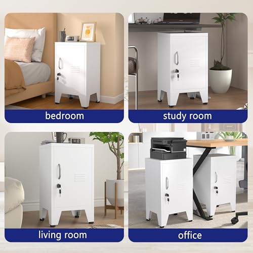 White 24.4-Inch Metal Locker Storage Cabinet with 1 Door & Adjustable Shelf