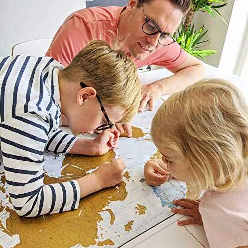 Scratch The World ¢ç Travel Map - Frameable Scratch Off World Map Poster - X-Large 23 x 33 - Maps International - 50 Years of Making Maps - Updated 2025 - Cartographic Detail Featuring Country & State Borders