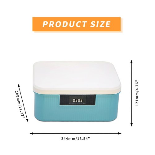 AnRui 4 Gallon Lockable Storage Container Bin, Portable Plastic Safe Box with Lock, Password Storage Organizer Locking Box for Car, School, Office, Home and Outdoor, (White&Blue)