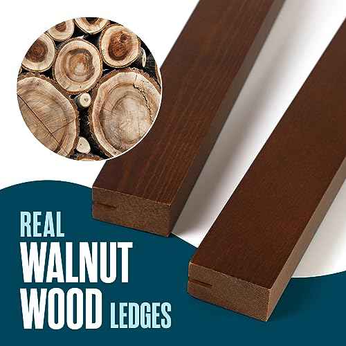 Houseables Letter Ledge for Wall, Changeable Message Board Shelves, 136 Letters/Numbers, 2 Ledges, Dark Walnut Wood, 34¡±W, Customizable Word Display Sign, Floating Announcement Letterboard Shelf