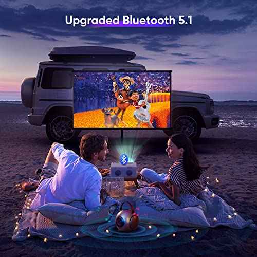 TMY Mini Projector for iPhone, Portable Projector with 5G WiFi and Bluetooth, 1080P HD Projector for Indoor & Outdoor Movies, Home Theater, Camping, Gaming