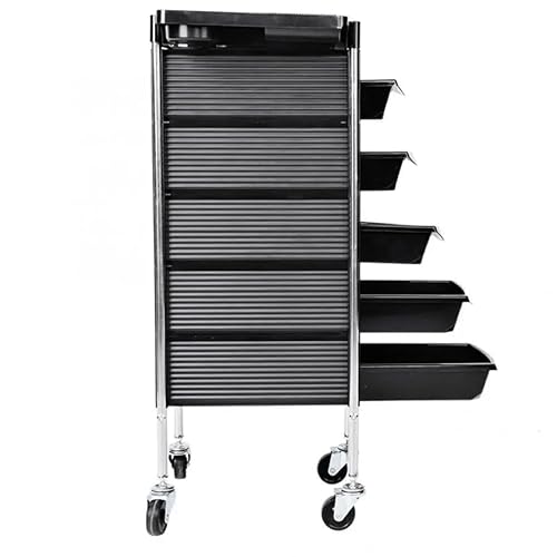 Professional Hairdressing Trolley ? Black Rolling Salon Cart with Drawers & Wheels ? Mobile Beauty Organizer for Hair Stylists, Barbers, Makeup Artists & Spa Use ? Durable & Easy to Clean