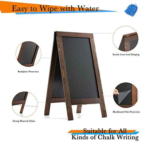 Sandwich Board 40"x20" Solid Pine Wood Rustic Brown,Chalk Board Sign Board,Sandwich Board Signs Outdoor, Chalkboard Easel,A Frame Chalkboard Sign