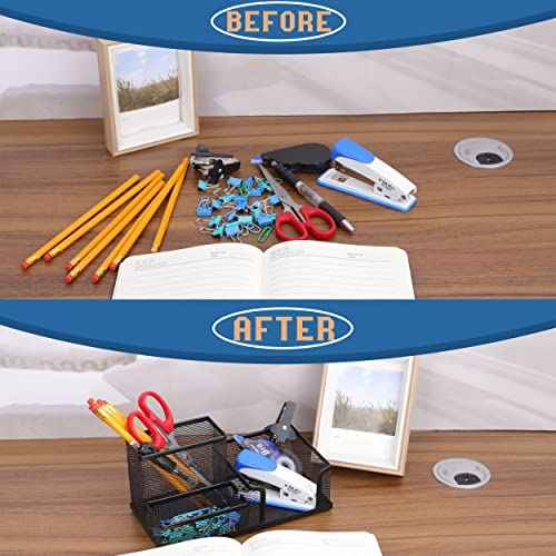 Ludato Desk Organizers Mesh Pencil Holder£¬3 Compartments Black Mesh Pen Holder Storage for Office Desk Accessories