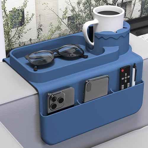 Couch Arm Cup Holder,Couch Caddy with Side Pockets,Silicone Couch Cup Holder Tray,Suitable for Storing Remotes,Snacks,Cell Phones,Ideal Gift for Your Family(2PCS)