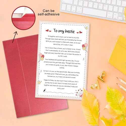 Poem Birthday Card for Best friend, Happy Birthday Card for Bestie BFF, Best Friend Birthday Card for Woman Her, Closest Friend Birthday Card, Thank You Card for Friend