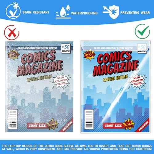 25 Sets Current Size Comic Book Bags and Boards, Reusable Transparent Comic Book Sleeves with Double-Sided White Cardboard Regular Comics Magazine Storage for Collector Small Business