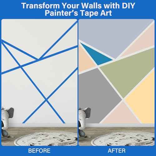 4 Rolls Blue Painters Tape, Premium Masking Tape, Paint Tape for Multi-Purpose, Painting, DIY Crafts (0.94-Inch x 22-Yard) Protects Surfaces, Easy Removal, Total 88 Yds