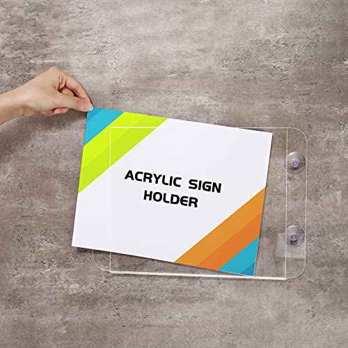 CiaoHER Acrylic Sign Holder 8.5 x 5.5, Clear Acrylic Frames Glass Window Wall Mount Advertising Signage Sign Holder with 4 Suction Cups for Mall, Office, Home, Restaurant, Landscape £¨6 Pack£©