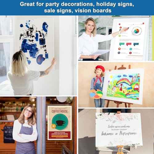 35 Pcs 22" x 28" Poster Board Paper White Bulk, ROOKEA 250 GSM Vision Poster Boards for School Arts Craft Projects Presentations Drawing Scrapbooking Blank Graphic Display