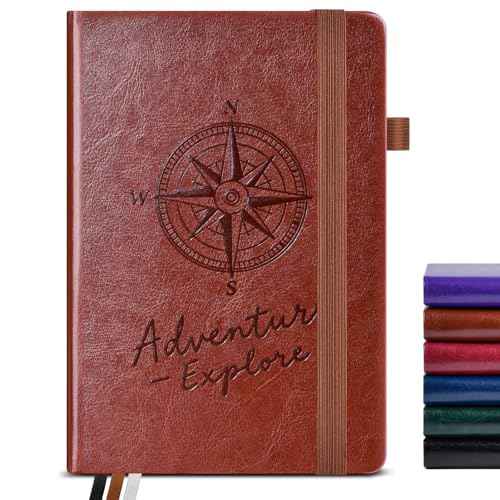 Lined Journal Notebook for Women Men, 160 Pages, A5 Hardcover Vintage Leather Journaling Notebooks for Work, School, Note Taking, Travel, Bible Study, Daily Diary for Writing 5.8"x8.5" (Brown)