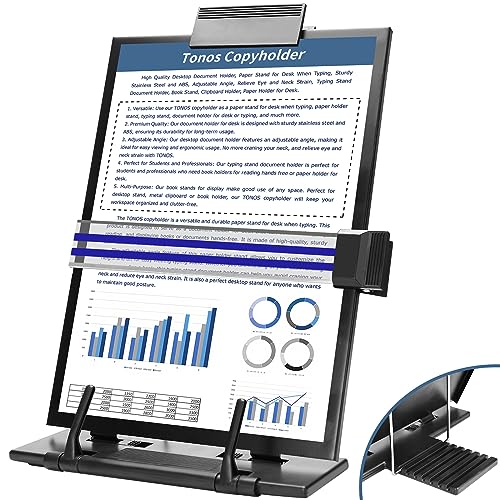 TONOS Adjustable Document Stand - 7 Positions Stainless Steel Paper Holder for Desk, Copy and Book Support (Variation 1)