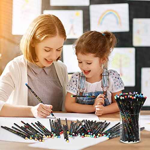Pasimy 480 Pcs Reading Motivational Pencils Bulk Black Novelty Wooden Pencils with Eraser Classroom Inspirational Pen with Sayings for Kids Student Teacher School Reward Gifts Stationery Party