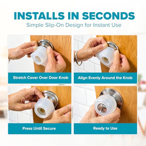STRONGEST HOME Silicone Door Knob Cover & Wall Protector, Clear, 2 Pack (2 Covers)