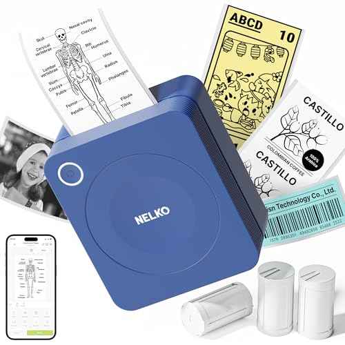 Nelko Sticker Printer, PM230 Print Pod Mini Bluetooth Portabel Sticker Maker with 3 Rolls Paper, Print Pods Mini Printer with Multiple Templates for Phone & Tablet£¬for School Office Home, Blue